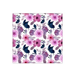 Purple-flower-butterfly-with-watercolor-seamless-pattern Satin Bandana Scarf 22  X 22 