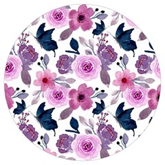 Purple-flower-butterfly-with-watercolor-seamless-pattern Round Trivet