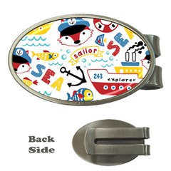 Seamless-pattern-vector-sailing-equipments-cartoon Money Clips (oval) 