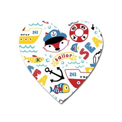 Seamless-pattern-vector-sailing-equipments-cartoon Heart Magnet by Jancukart