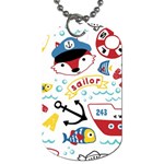 Seamless-pattern-vector-sailing-equipments-cartoon Dog Tag (One Side) Front