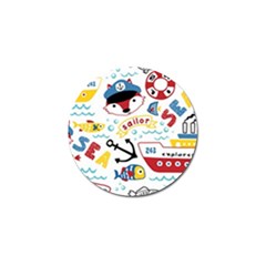 Seamless-pattern-vector-sailing-equipments-cartoon Golf Ball Marker (10 Pack) by Jancukart