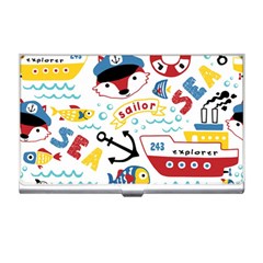 Seamless-pattern-vector-sailing-equipments-cartoon Business Card Holder