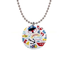 Seamless-pattern-vector-sailing-equipments-cartoon 1  Button Necklace