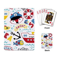 Seamless-pattern-vector-sailing-equipments-cartoon Playing Cards Single Design (rectangle)