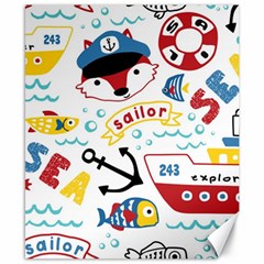 Seamless-pattern-vector-sailing-equipments-cartoon Canvas 8  X 10 