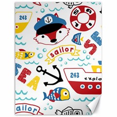 Seamless-pattern-vector-sailing-equipments-cartoon Canvas 18  X 24 