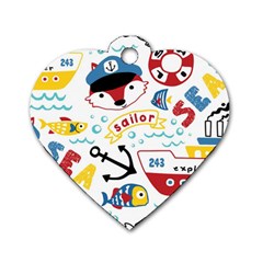 Seamless-pattern-vector-sailing-equipments-cartoon Dog Tag Heart (two Sides) by Jancukart