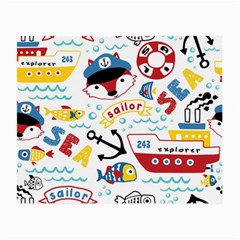 Seamless-pattern-vector-sailing-equipments-cartoon Small Glasses Cloth (2 Sides)