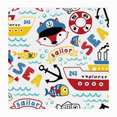 Seamless-pattern-vector-sailing-equipments-cartoon Medium Glasses Cloth (2 Sides) by Jancukart