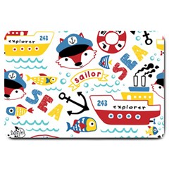 Seamless-pattern-vector-sailing-equipments-cartoon Large Doormat  by Jancukart