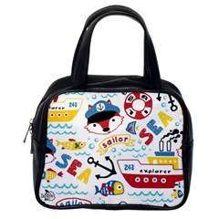 Seamless-pattern-vector-sailing-equipments-cartoon Classic Handbag (one Side)