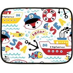 Seamless-pattern-vector-sailing-equipments-cartoon Double Sided Fleece Blanket (mini) 