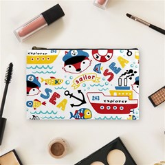 Seamless-pattern-vector-sailing-equipments-cartoon Cosmetic Bag (medium)