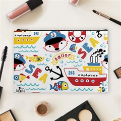 Seamless-pattern-vector-sailing-equipments-cartoon Cosmetic Bag (large)