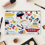 Seamless-pattern-vector-sailing-equipments-cartoon Cosmetic Bag (Large) Front