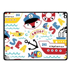 Seamless-pattern-vector-sailing-equipments-cartoon Fleece Blanket (small) by Jancukart