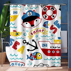 Seamless-pattern-vector-sailing-equipments-cartoon Shower Curtain 60  X 72  (medium)  by Jancukart