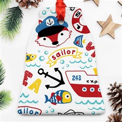 Seamless-pattern-vector-sailing-equipments-cartoon Bell Ornament (two Sides)