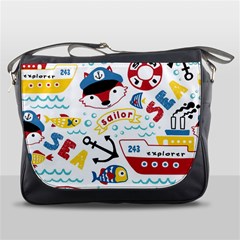 Seamless-pattern-vector-sailing-equipments-cartoon Messenger Bag