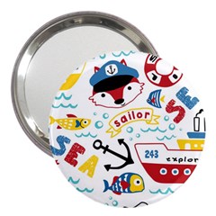 Seamless-pattern-vector-sailing-equipments-cartoon 3  Handbag Mirrors by Jancukart