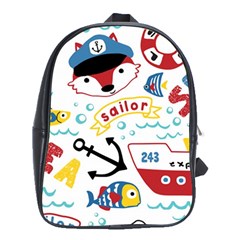 Seamless-pattern-vector-sailing-equipments-cartoon School Bag (xl)