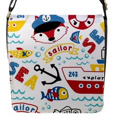 Seamless-pattern-vector-sailing-equipments-cartoon Flap Closure Messenger Bag (s)