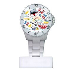 Seamless-pattern-vector-sailing-equipments-cartoon Plastic Nurses Watch by Jancukart