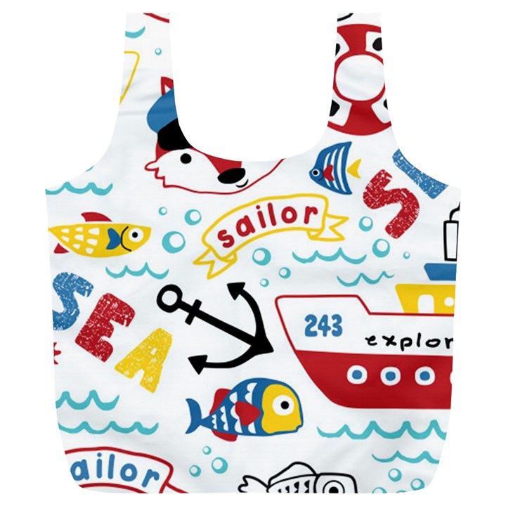 Seamless-pattern-vector-sailing-equipments-cartoon Full Print Recycle Bag (XL)