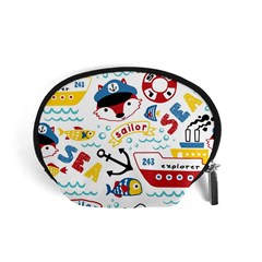 Seamless-pattern-vector-sailing-equipments-cartoon Accessory Pouch (small)