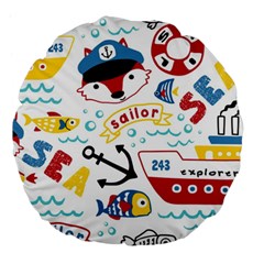 Seamless-pattern-vector-sailing-equipments-cartoon Large 18  Premium Flano Round Cushions