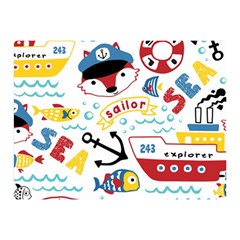 Seamless-pattern-vector-sailing-equipments-cartoon Double Sided Flano Blanket (mini) 