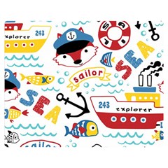 Seamless-pattern-vector-sailing-equipments-cartoon Double Sided Flano Blanket (medium) 