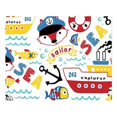 Seamless-pattern-vector-sailing-equipments-cartoon Double Sided Flano Blanket (large) 