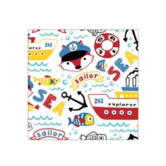 Seamless-pattern-vector-sailing-equipments-cartoon Satin Bandana Scarf 22  X 22 