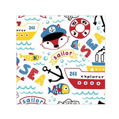 Seamless-pattern-vector-sailing-equipments-cartoon Square Satin Scarf (30  X 30 )