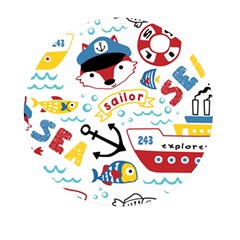 Seamless-pattern-vector-sailing-equipments-cartoon Mini Round Pill Box by Jancukart