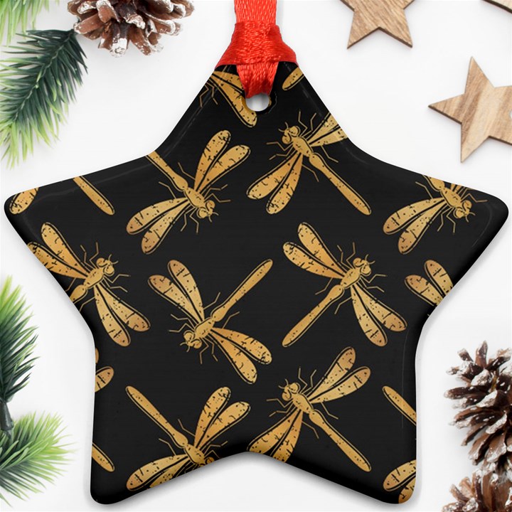 Golden-dragonfly-seamless-pattern-textile-design-wallpaper-wrapping-paper-scrapbooking Ornament (Star)