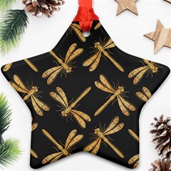 Golden-dragonfly-seamless-pattern-textile-design-wallpaper-wrapping-paper-scrapbooking Star Ornament (two Sides)