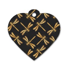 Golden-dragonfly-seamless-pattern-textile-design-wallpaper-wrapping-paper-scrapbooking Dog Tag Heart (two Sides)