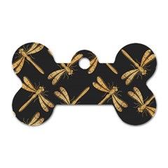 Golden-dragonfly-seamless-pattern-textile-design-wallpaper-wrapping-paper-scrapbooking Dog Tag Bone (two Sides)