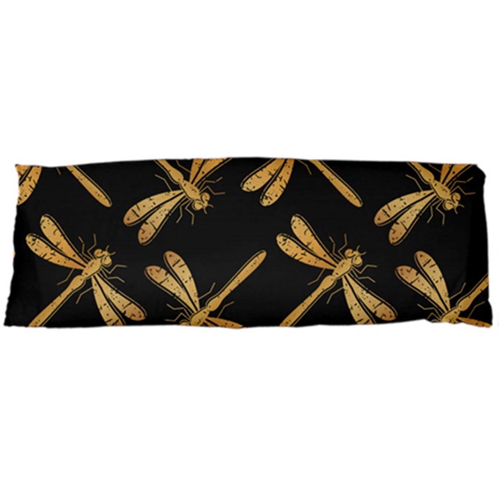 Golden-dragonfly-seamless-pattern-textile-design-wallpaper-wrapping-paper-scrapbooking Body Pillow Case Dakimakura (Two Sides)