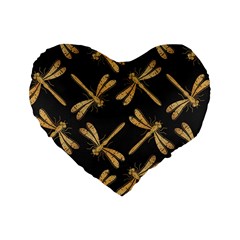 Golden-dragonfly-seamless-pattern-textile-design-wallpaper-wrapping-paper-scrapbooking Standard 16  Premium Heart Shape Cushions