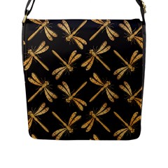 Golden-dragonfly-seamless-pattern-textile-design-wallpaper-wrapping-paper-scrapbooking Flap Closure Messenger Bag (l)