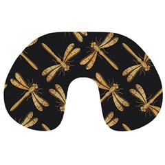 Golden-dragonfly-seamless-pattern-textile-design-wallpaper-wrapping-paper-scrapbooking Travel Neck Pillow