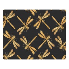 Golden-dragonfly-seamless-pattern-textile-design-wallpaper-wrapping-paper-scrapbooking Double Sided Flano Blanket (large)  by Jancukart