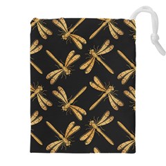 Golden-dragonfly-seamless-pattern-textile-design-wallpaper-wrapping-paper-scrapbooking Drawstring Pouch (4xl) by Jancukart