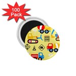 Seamless-pattern-vector-industrial-vehicle-cartoon 1.75  Magnets (100 pack)  Front