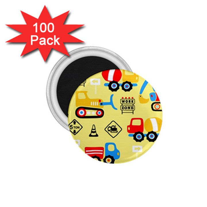 Seamless-pattern-vector-industrial-vehicle-cartoon 1.75  Magnets (100 pack) 