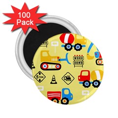 Seamless-pattern-vector-industrial-vehicle-cartoon 2 25  Magnets (100 Pack)  by Jancukart